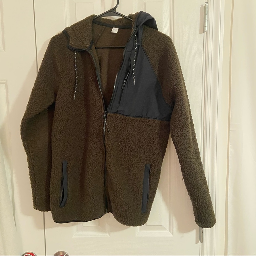 Activewear fleece zip up jacket - olive green